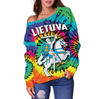Lithuania Off Shoulder Sweater Tie Dye RLT6 - Wonder Print Shop