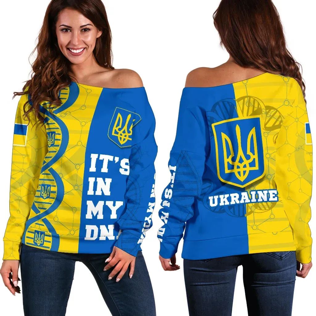 Ukraine DNA Off Shoulder Sweater RLT7 - Wonder Print Shop