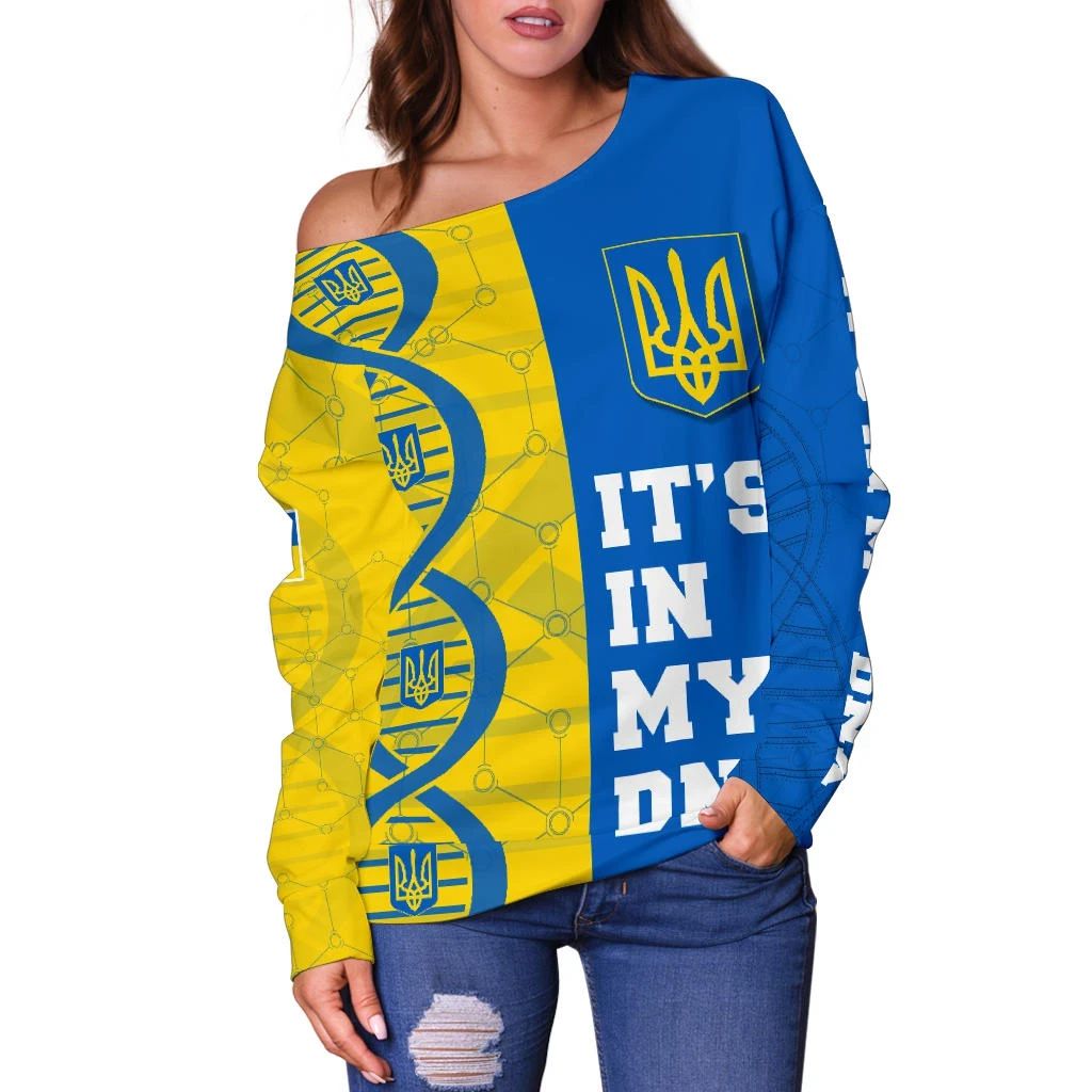 Ukraine DNA Off Shoulder Sweater RLT7 - Wonder Print Shop