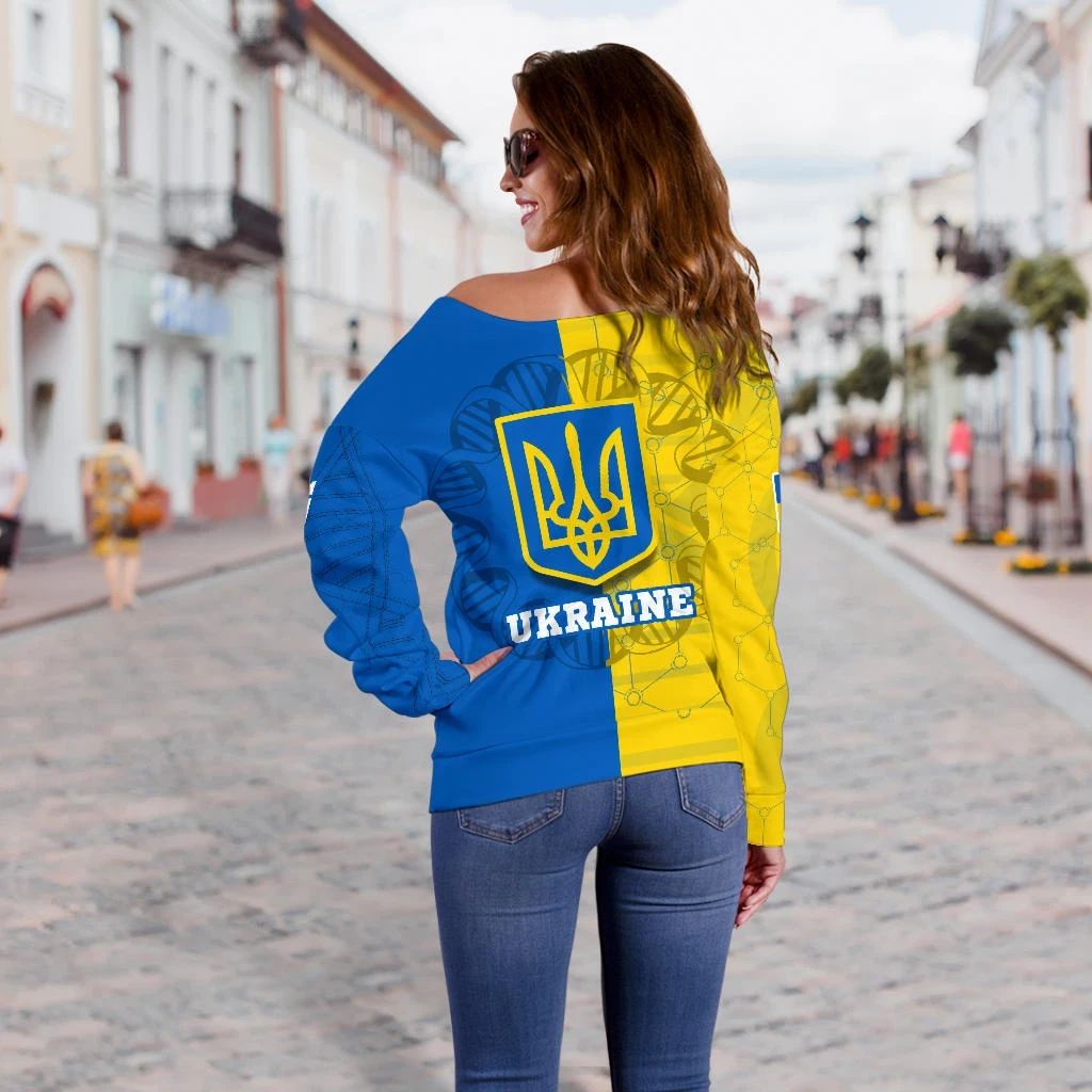 Ukraine DNA Off Shoulder Sweater RLT7 - Wonder Print Shop