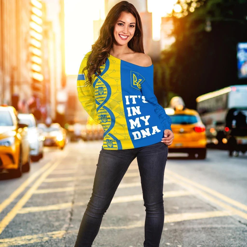 Ukraine DNA Off Shoulder Sweater RLT7 - Wonder Print Shop