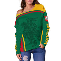 Lithuania Off Shoulder Sweater Active Warrior RLT6 - Wonder Print Shop