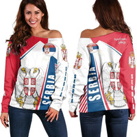 Women's Off Shoulder Sweater Serbia In My Heart RLT7 - Wonder Print Shop