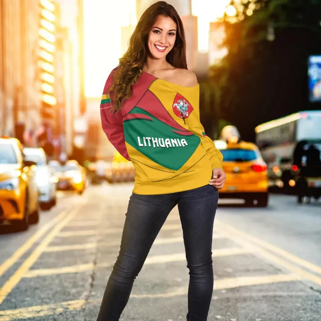 Lithuania Women's Off Shoulder Sweater, Lithuania Pride RLT6 - Wonder Print Shop