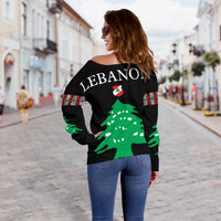 Lebanon, United Women's Off Shoulder Sweater RLT6 - Wonder Print Shop