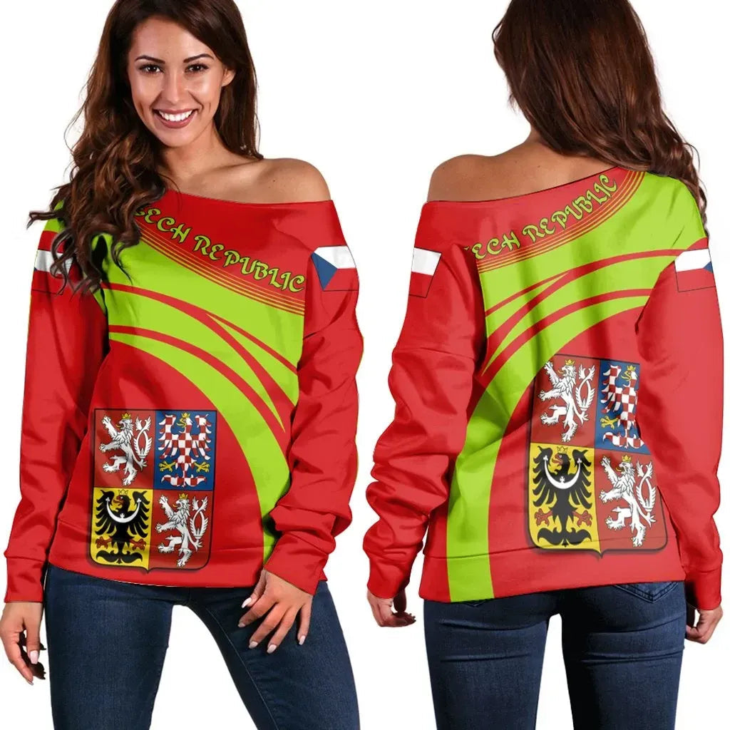 Czech Republic Coat Ofrms Shoulder Sweater Cricket RLT13 - Wonder Print Shop