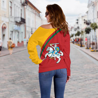 Lithuania Women's Off Shoulder Sweater, Curve Version, 01 RLT6 - Wonder Print Shop