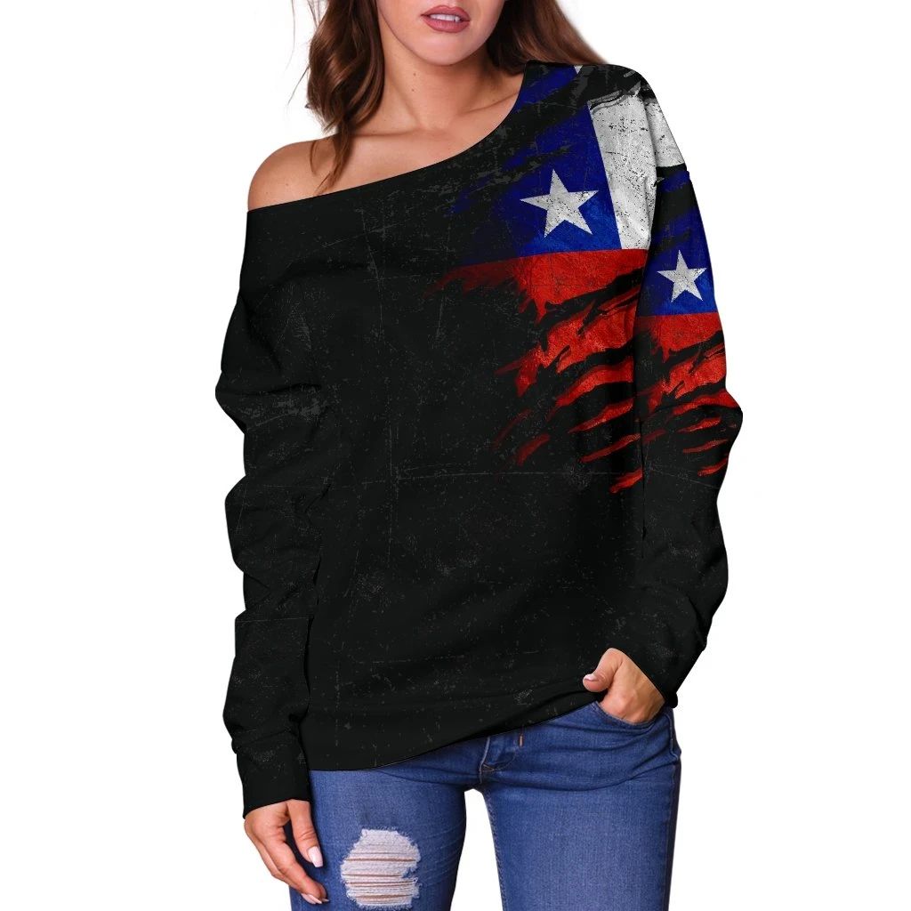 Chile in Me Women's Off Shoulder Sweater - Special Grunge Style RLT7 - Wonder Print Shop