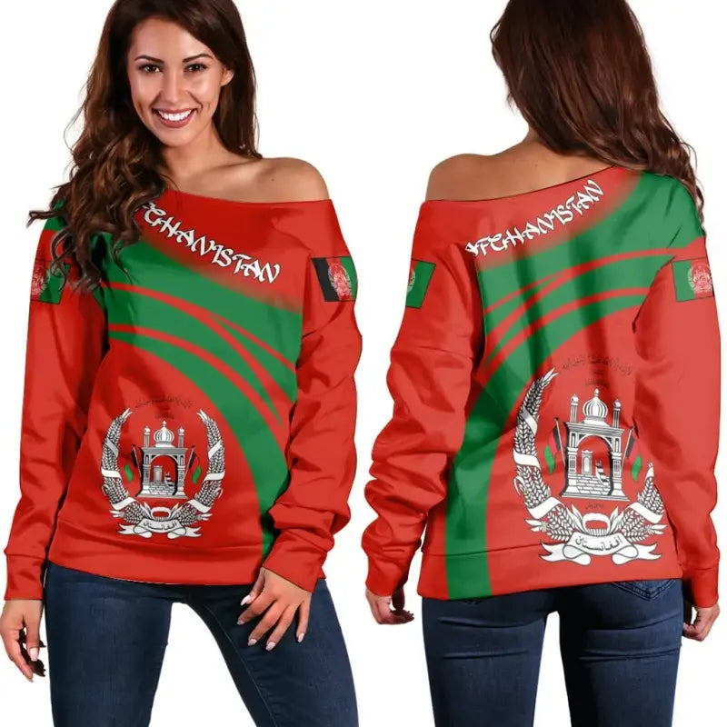 Afghanistan Coat Of Arms Shoulder Sweater Cricket RLT8 - Wonder Print Shop