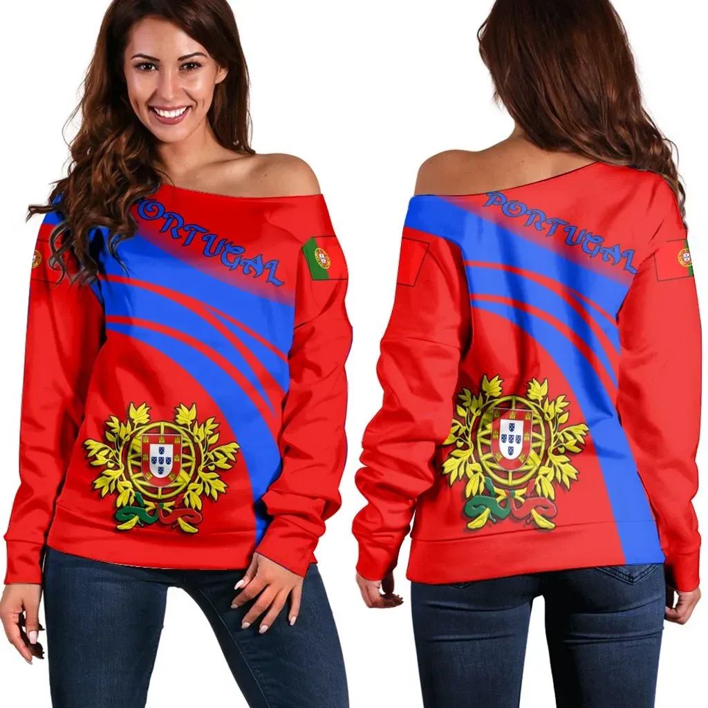 Portugal Coat Of Arms Shoulder Sweater Cricket RLT7 - Wonder Print Shop