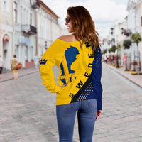 Sweden Map Generation Ii Off Shoulder Sweater RLT7 - Wonder Print Shop
