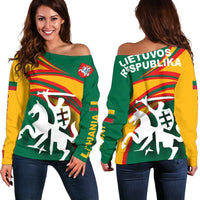 Lithuania Off Shoulder Sweater N Flag RLT6 - Wonder Print Shop