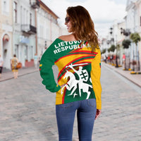 Lithuania Off Shoulder Sweater N Flag RLT6 - Wonder Print Shop
