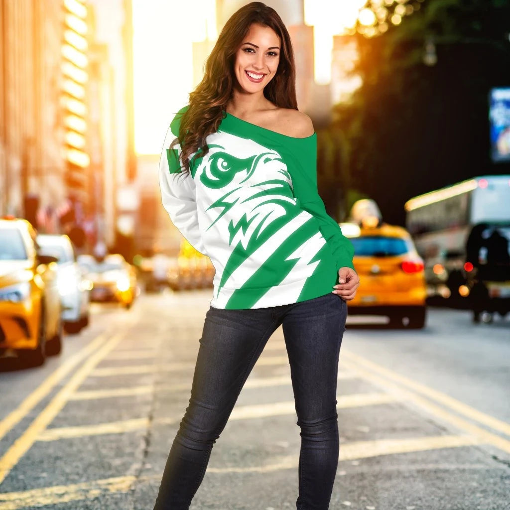 Nigeria Womens Off Shoulder Sweater, Eagle Version RLT8 - Wonder Print Shop