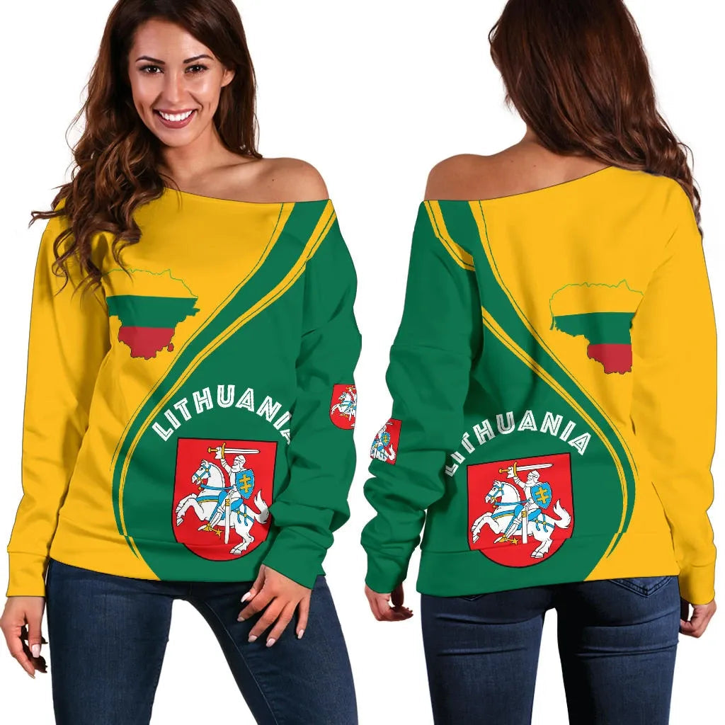 Lithuania Women's Off Shoulder Sweater, Generation RLT6 - Wonder Print Shop