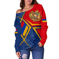 Armenia Womens Off Shoulder Sweater , Armenia Legend RLT8 - Wonder Print Shop