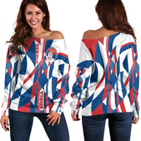 Women Off Shoulder - Serbia Flag Color With Coat Of Arm RLT7 - Wonder Print Shop