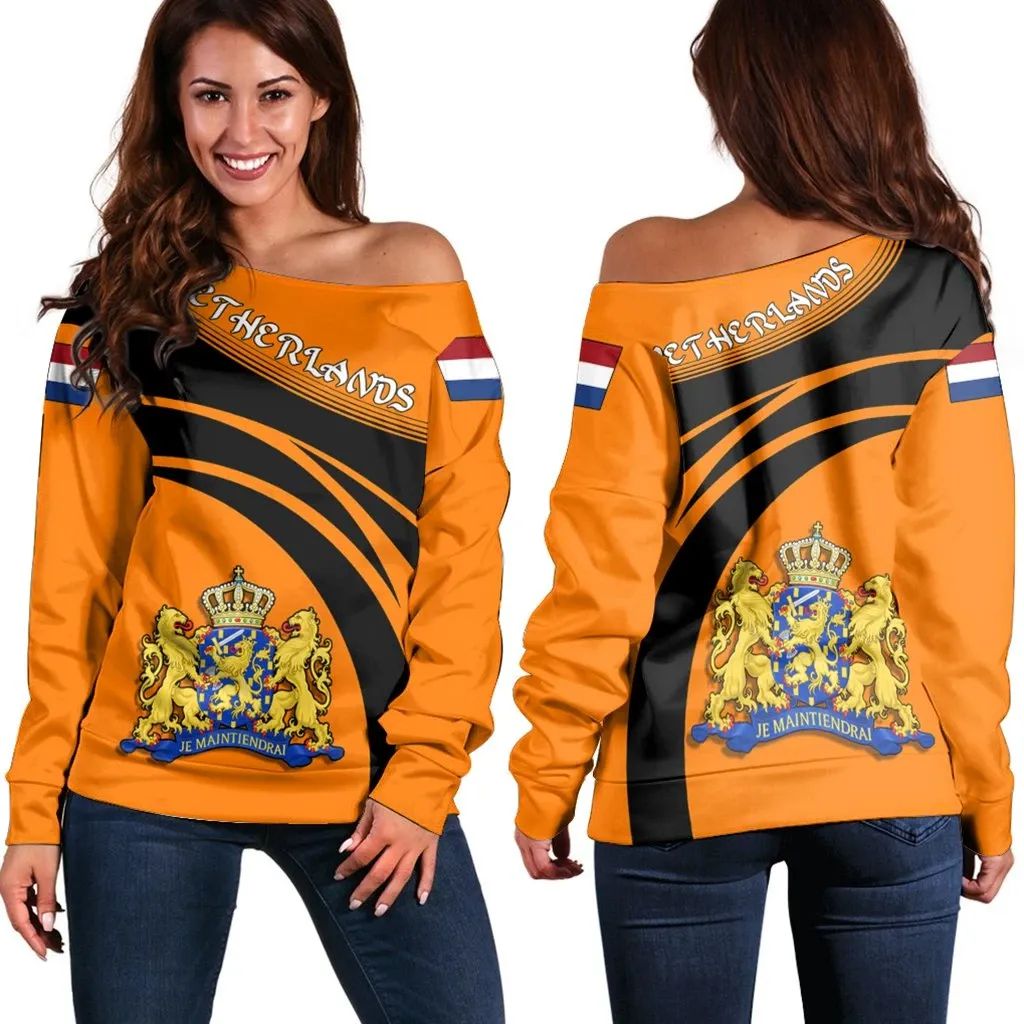 Netherlands Coat Of Arms Shoulder Sweater Cricket RLT7 - Wonder Print Shop