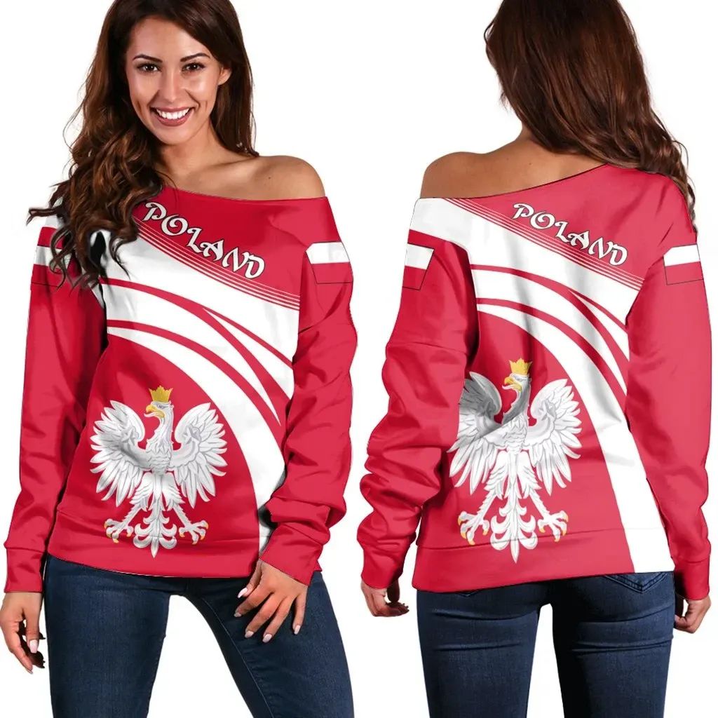 Poland Coat Of Arms Shoulder Sweater Cricket RLT7 - Wonder Print Shop