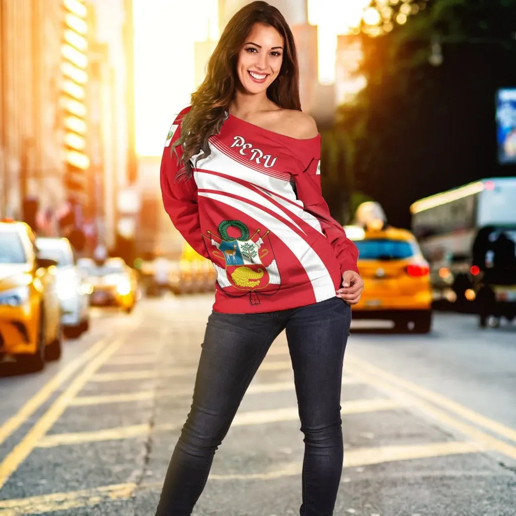 Peru Coat Of Arms Shoulder Sweater Cricket RLT7 - Wonder Print Shop