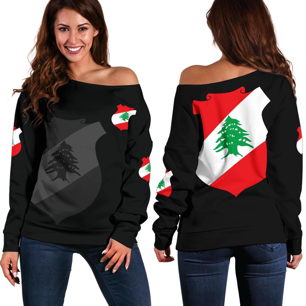 Lebanon Women's Off Shoulder Sweater RLT6 - Wonder Print Shop