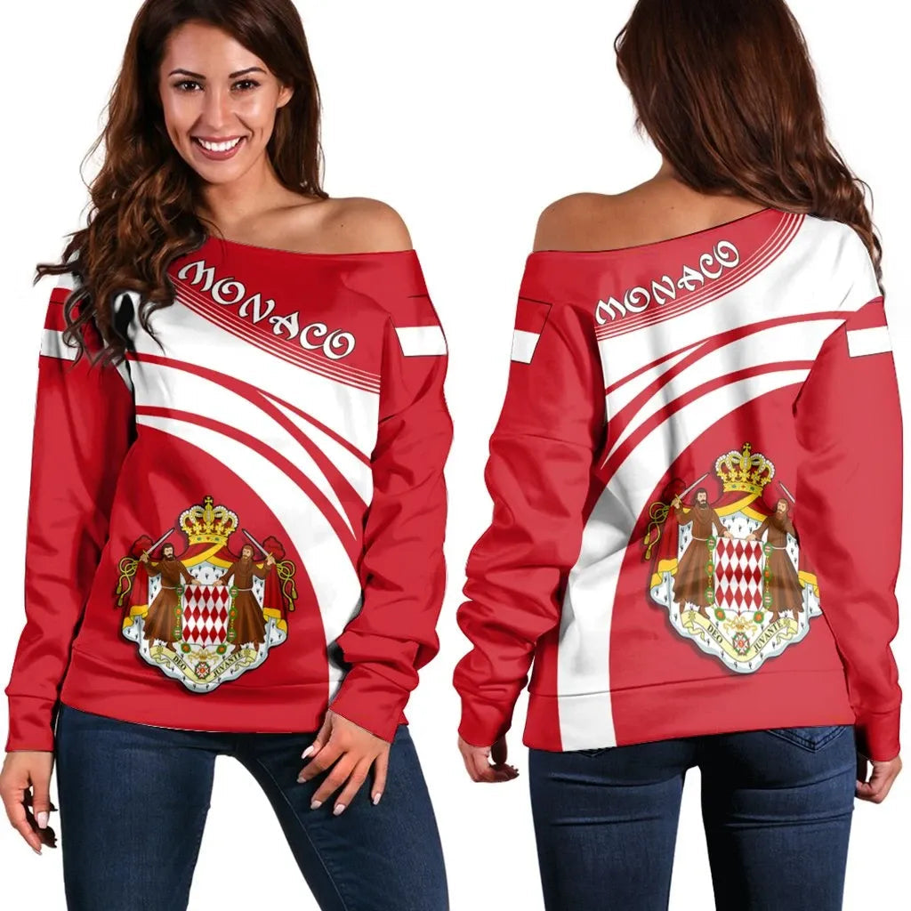 Monaco Coat Of Arms Shoulder Sweater Cricket RLT6 - Wonder Print Shop