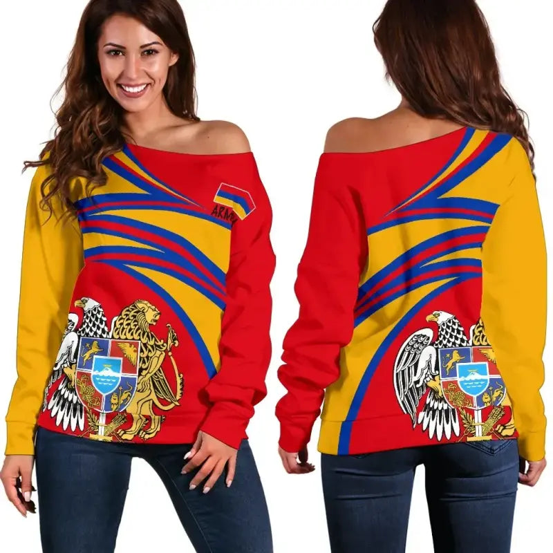 Armenia Off Shoulder Sweater RLT8 - Wonder Print Shop