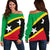 Saint Kitts and Nevis Women's Off Shoulder Sweater, Saint Kitts and Nevis Flag Style RLT6 - Wonder Print Shop