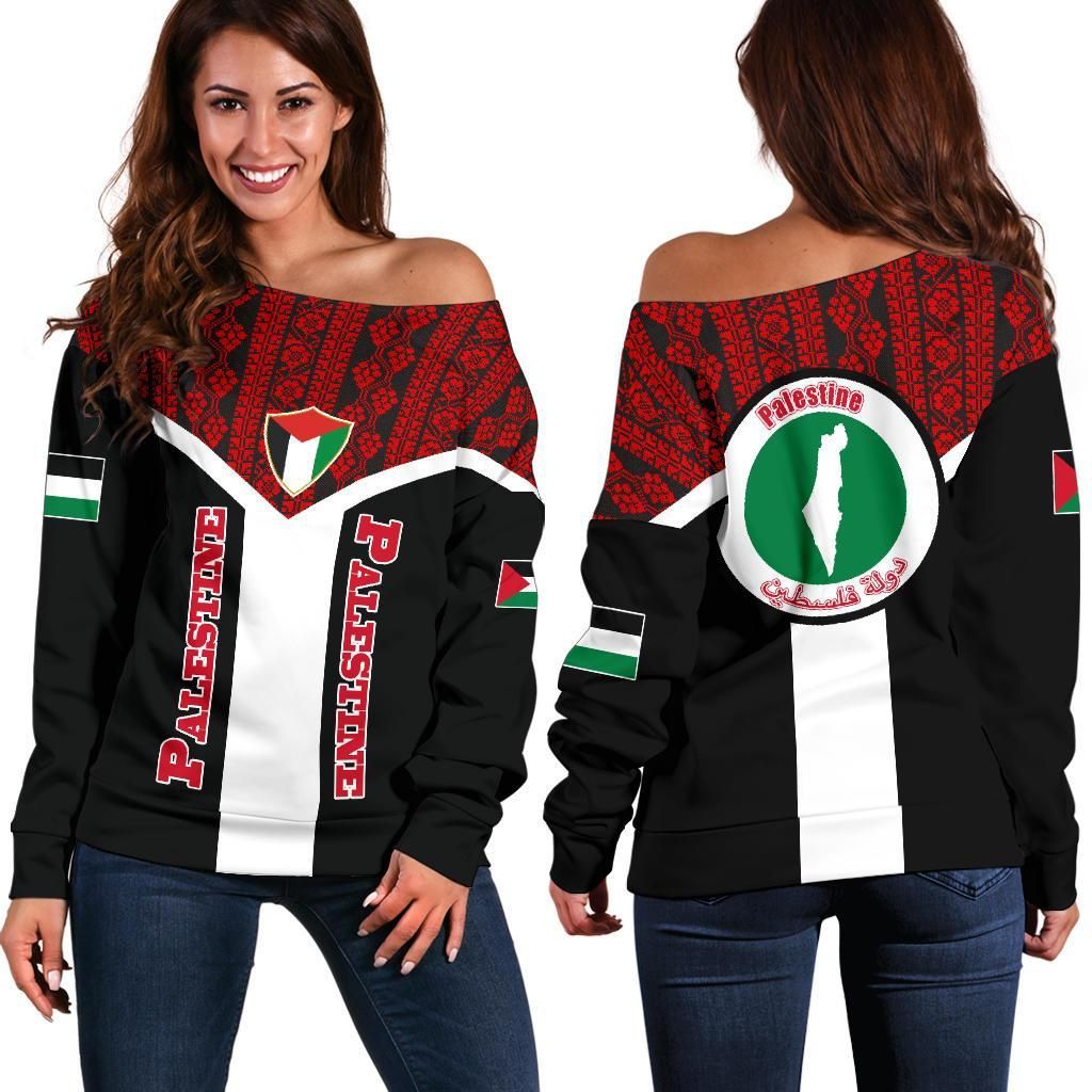 Palestine Off Shoulder Sweater Rising Women RLT13 - Wonder Print Shop