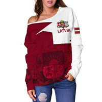 Latvia Women's Off Shoulder Sweater, HOME RLT6 - Wonder Print Shop