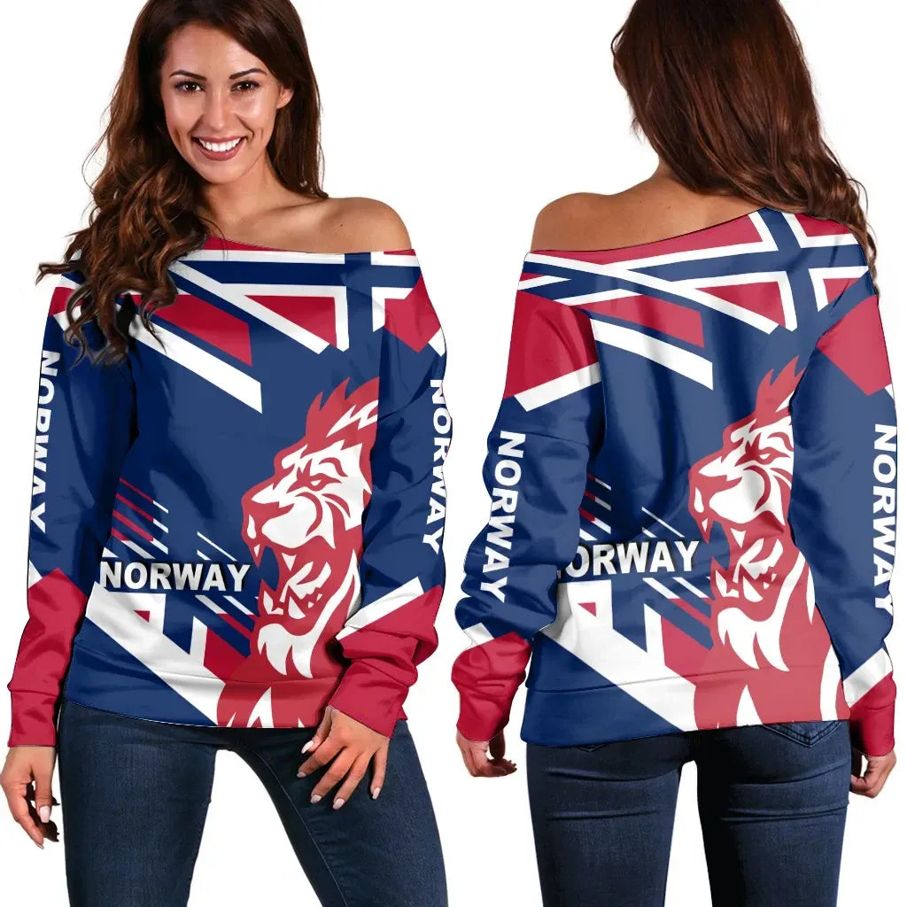 Women's Off Shoulder Sweater - Norway Lion Flag Special Edition RLT7 - Wonder Print Shop