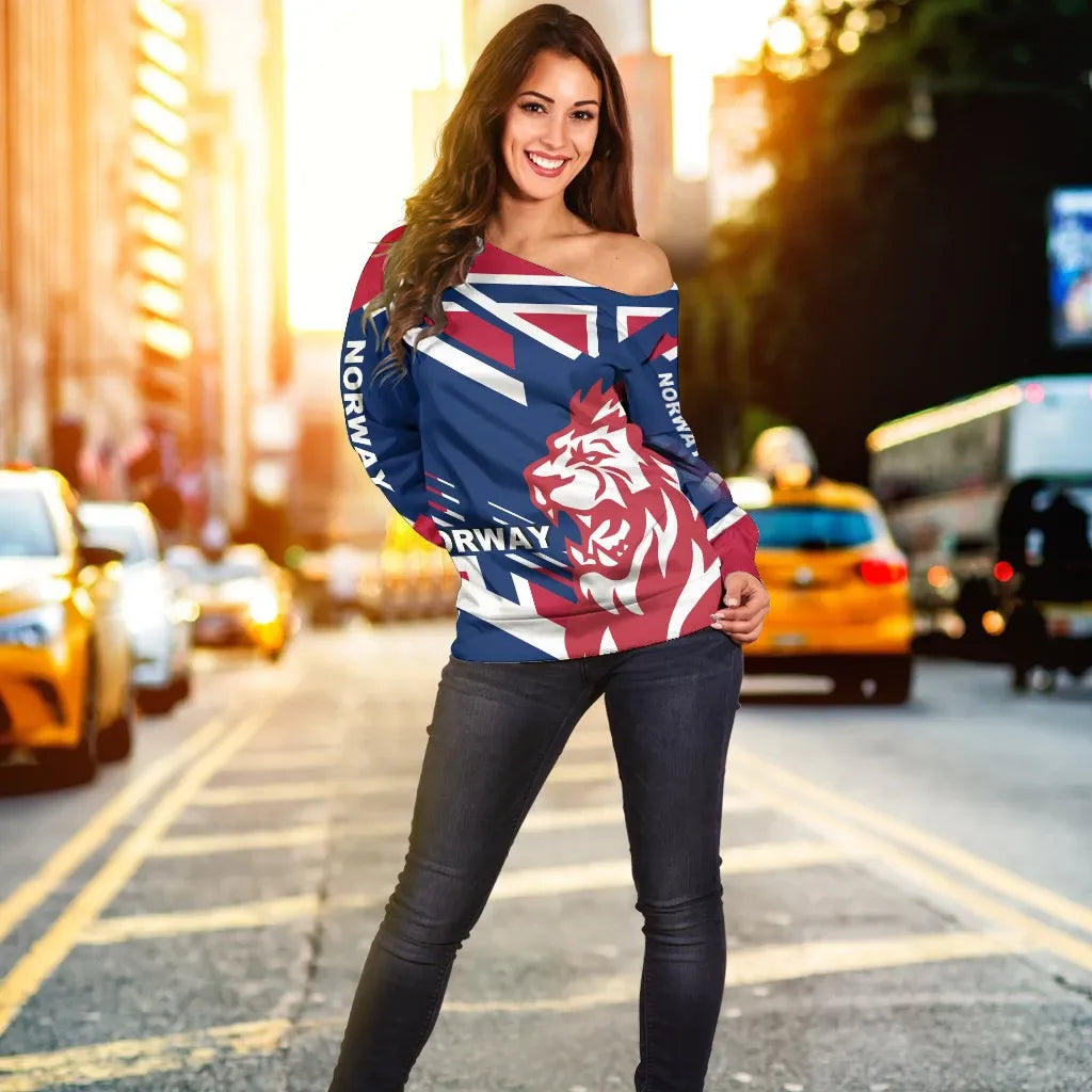 Women's Off Shoulder Sweater - Norway Lion Flag Special Edition RLT7 - Wonder Print Shop