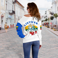 Lithuania Women's Off Shoulder Sweater Vytis Lietuva RLT6 - Wonder Print Shop