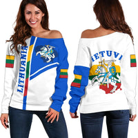 Lithuania Women's Off Shoulder Sweater Vytis Lietuva RLT6 - Wonder Print Shop