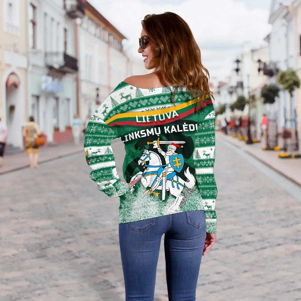 Lithuania Christmas Women Off Shoulder Sweater Simple Vibes Version RLT6 - Wonder Print Shop