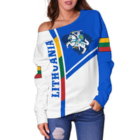 Lithuania Women's Off Shoulder Sweater Vytis Lietuva RLT6 - Wonder Print Shop
