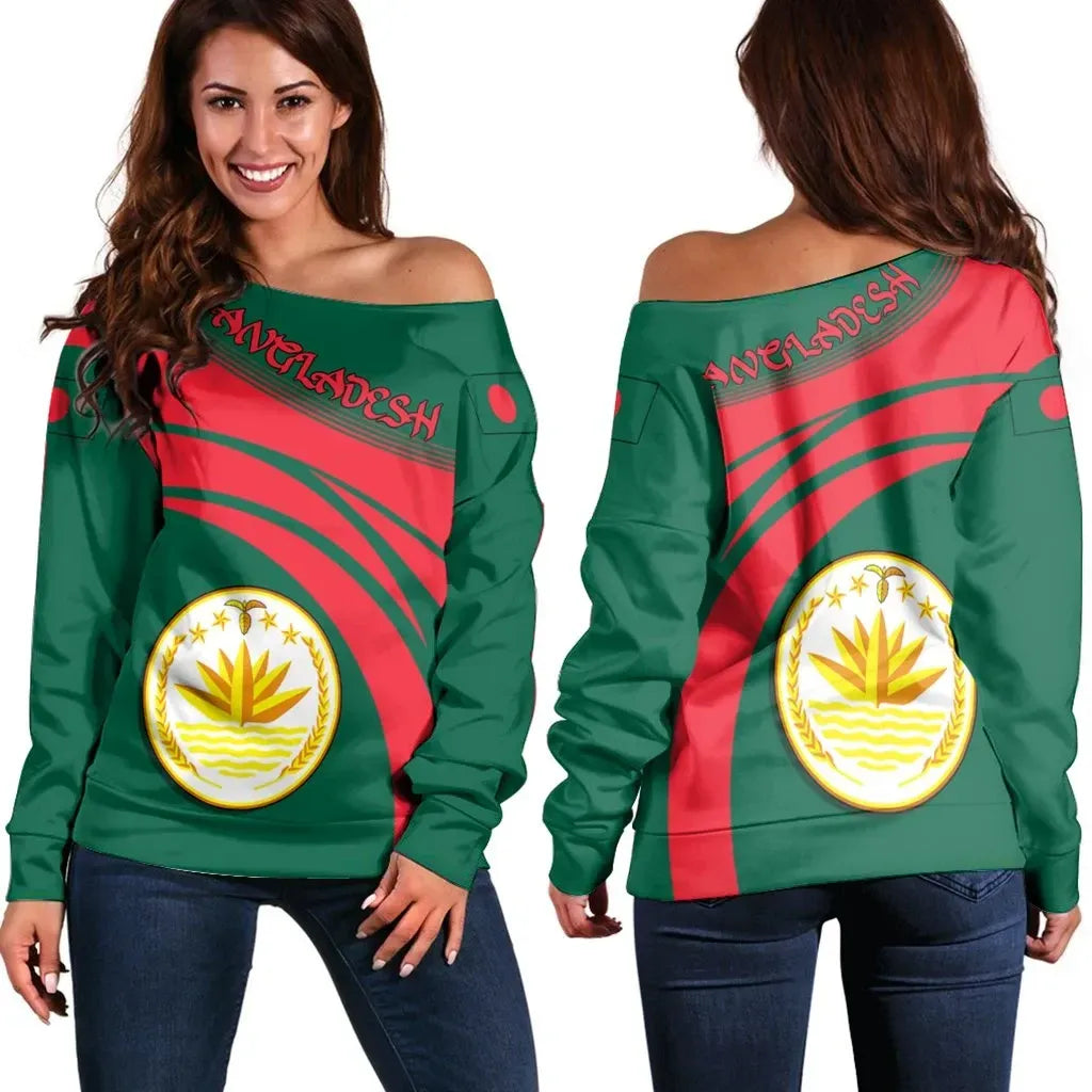 Bangladesh Coat Of Arms Shoulder Sweater Cricket RLT6 - Wonder Print Shop