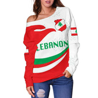 Lebanon Women Off Shoulder Sweater Proud Version RLT6 - Wonder Print Shop