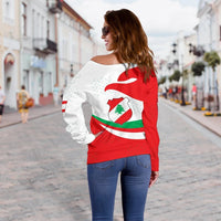 Lebanon Women Off Shoulder Sweater Proud Version RLT6 - Wonder Print Shop