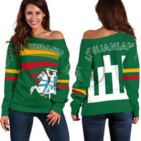 Lithuania Flag Women's Off Shoulder Sweater, Map Version RLT6 - Wonder Print Shop
