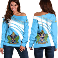 Saint Lucia Coat Of Arms Shoulder Sweater Cricket RLT6 - Wonder Print Shop