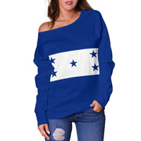 Honduras Off Shoulder Sweater Flag with Coat of Arms RLT8 - Wonder Print Shop