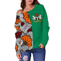 Nigeria Womens Off Shoulder Sweater Ankara Pattern RLT8 - Wonder Print Shop