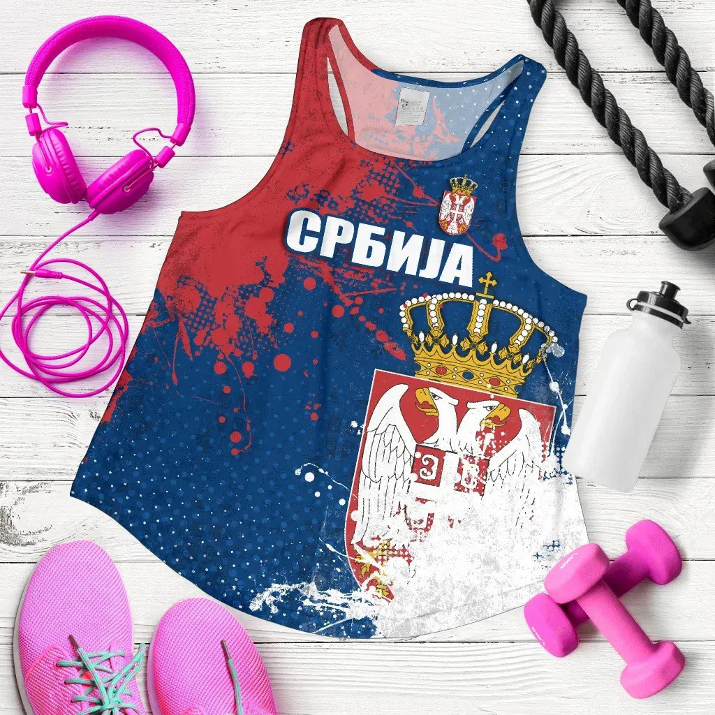 Serbia Women's Racerback Tank The Great Serbia Serbian Language, RLT7 - Wonder Print Shop
