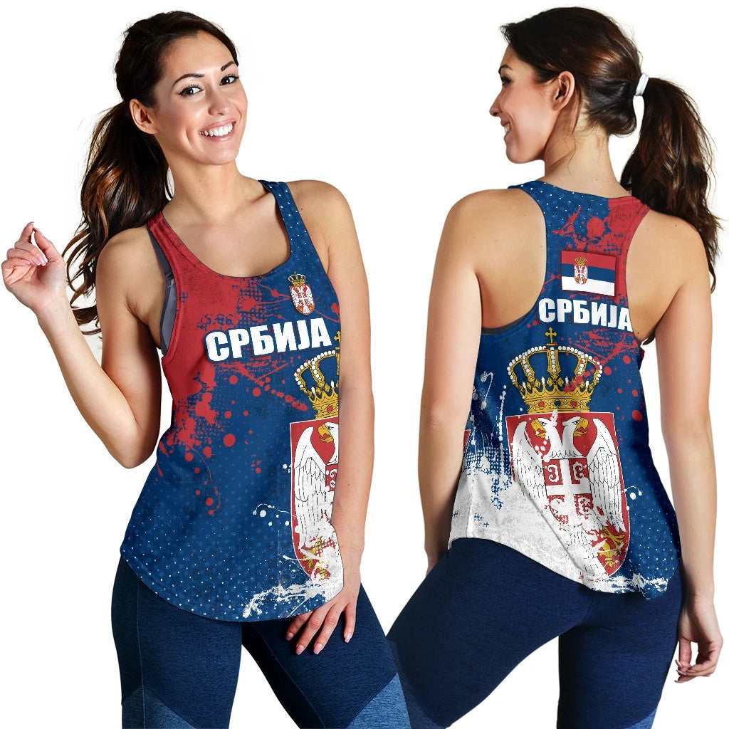 Serbia Women's Racerback Tank The Great Serbia Serbian Language, RLT7 - Wonder Print Shop