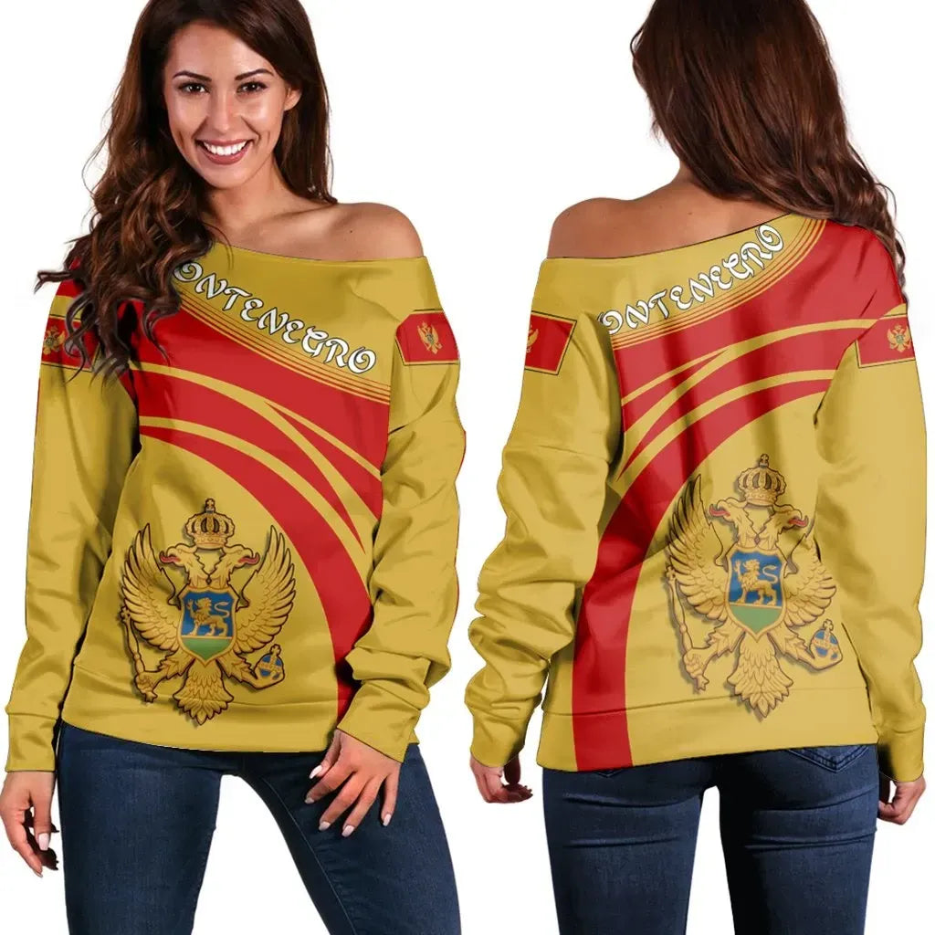 Montenegro Coat Of Arms Shoulder Sweater Cricket RLT13 - Wonder Print Shop