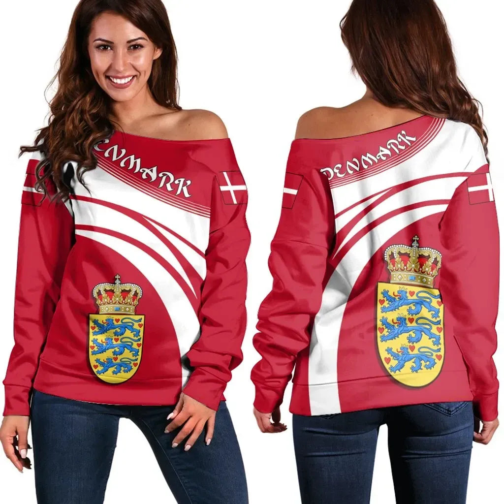 Denmark Coat Of Arms Shoulder Sweater Cricket RLT13 - Wonder Print Shop