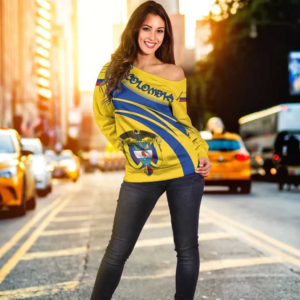 Colombia Coat Of Arms Shoulder Sweater Cricket RLT7 - Wonder Print Shop