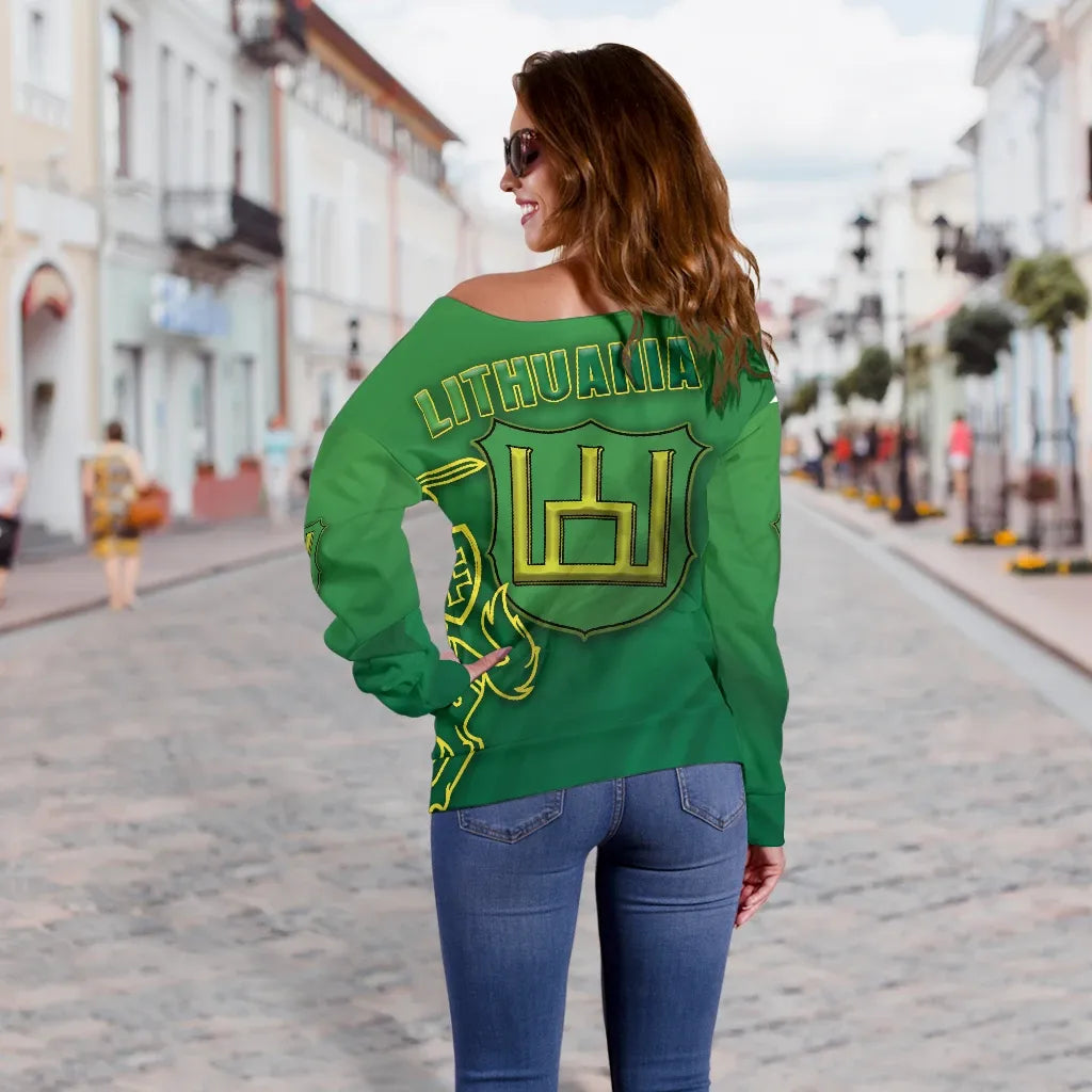 Lithuania Vytis Columns of Gediminas Women Off Shoulder Sweater RLT6 - Wonder Print Shop