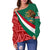Mexico Women's Off Shoulder Sweater, Mexico Coat Of Arms With Aztec Patterns RLT13 - Wonder Print Shop